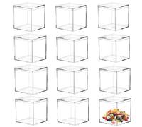 LOVPLAY Lot de 12 petites boîtes de rangement carrées en acrylique transparent avec couvercle 60 x 60 x 60 mm pour anniversaire, Saint-Valentin, fête, bonbons, pilules et petits bijoux