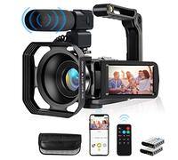 Lovpo Caméra vidéo 4K UHD 48 MP avec zoom numérique 18x, Wi-Fi et vision nocturne, fonction webcam, télécommande 2,4 G, multifonction pour vlogging, YouTube, appels vidéo
