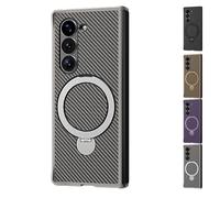 Lovreko Carbon Fiber Magnetic Rotating Case for Z Fold, Carbon Fiber Magnetic Rotating Four-Corner Anti-Fall Case for Samsung Z Fold, Lovreko PhoneCase for Z Fold 6 (Gray,for Galaxy Z Fold3)