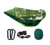 LOVSSU 1-2 People Automatic Quick-Opening Net Hammock Outdoor Camping Pole Swing Anti-Rollover Nylon Rocking Chair(290X140cm Green)