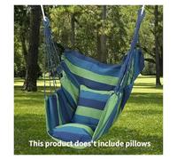 LOVSSU 1pc Outdoor Hammock Chair, Canvas Leisure Swing Hanging, Without Pillow and Cushion, Indoor(Blue-Green)