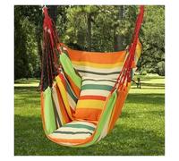 LOVSSU 1pc Outdoor Hammock Chair, Canvas Leisure Swing Hanging, Without Pillow and Cushion, Indoor(Green Orange)