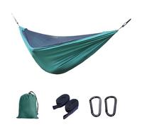 LOVSSU 2Person Outdoor Camping Hammock 2.8x1.4m/9.2x4.6ft Lightweight Hanging Net Hammocks Tree Straps Swing Backpack Backyard(Turquoise)