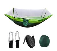 LOVSSU Automatic Quick-Opening Net Hammock Outdoor Camping Pole Swing Anti-Rollover Nylon Rocking Chair 260x140cm(Green)