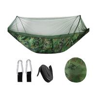 LOVSSU Automatic Quick-Opening Net Hammock Outdoor Camping Pole Swing Anti-Rollover Nylon Rocking Chair 260x140cm(Color-G)