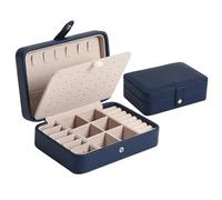 LOVSSU Boîte À Bijoux En Cuir Organisateur De Présentoir Boîtes Et Emballage Bagues Convient For Boucles D'oreilles(Deep Blue)