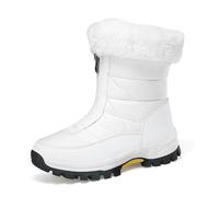 LOVSSU Bottes de neige antidérapantes for femme, imperméables, for l'extérieur, garde au chaud, avec fermeture éclair, en coton, grande taille 42, hiver(White,42)