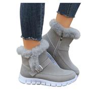 LOVSSU Bottes de neige chaudes for femmes, chaussures décontractées, bottines courtes, plates, gladiateur, Sport for dames, hiver(GRAY,37)