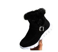 LOVSSU Bottes de neige chaudes for femmes, chaussures décontractées, bottines courtes, plates, gladiateur, Sport for dames, hiver(Black,37)