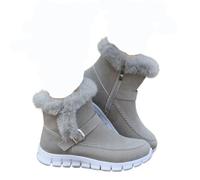 LOVSSU Bottes de neige chaudes for femmes, chaussures décontractées, bottines courtes, plates, gladiateur, Sport for dames, hiver(GRAY,36)