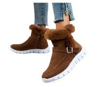 LOVSSU Bottes de neige chaudes for femmes, chaussures décontractées, bottines courtes, plates, gladiateur, Sport for dames, hiver(Dark Brown,37)