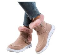 LOVSSU Bottes de neige chaudes for femmes, chaussures décontractées, bottines courtes, plates, gladiateur, Sport for dames, hiver(Pink,41)