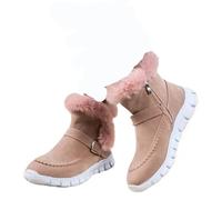 LOVSSU Bottes de neige chaudes for femmes, chaussures décontractées, bottines courtes, plates, gladiateur, Sport for dames, hiver(Pink,43)