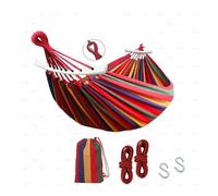 LOVSSU Camping Hammock Thickened Sturdy Fabric Canvas Single Hammocks Travel Swing Chair Hanging Bed Double Outdoor with Bag(2rainbow-w)