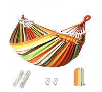 LOVSSU Camping Hammock Thickened Sturdy Fabric Canvas Single Hammocks Travel Swing Chair Hanging Bed Double Outdoor with Bag(2rainbow2-w)