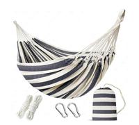 LOVSSU Camping Hammock Thickened Sturdy Fabric Canvas Single Hammocks Travel Swing Chair Hanging Bed Double Outdoor with Bag(2greywhite-w)