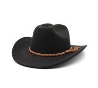 LOVSSU Cowboy Femme Chapeau de Cowboy Vintage for Homme, Bord Large de 8 cm, Style Gentleman, Jazz, Cowgirl, Cloche, église Chapeaux Western Homme(Black)