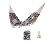 LOVSSU Double Canvas Swing Outdoor Indoor Suspension Chair Tassel Jacquard Retro Geometry Hammoc(702 Hammock tyin)