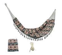 LOVSSU Double Canvas Swing Outdoor Indoor Suspension Chair Tassel Jacquard Retro Geometry Hammoc(706 Hammock Rope)