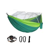 LOVSSU Double People Net Hammock 300×200CM Plus Size Outdoor Umbrella Cloth Nylon Anti-Rollover Camping(Green)