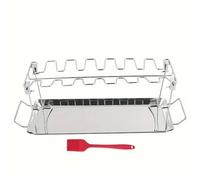 LOVSSU Grille for Ailes de Poulet, 14 emplacements, en Acier Inoxydable, avec bac d'égouttage, idéale for Les grillades et Pique-niques