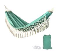 LOVSSU Hammock Outdoor Camping Leisure Canvas Thickened Swing Anti-Rollover Perfect for Garden Patio Backyard(Green)