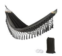 LOVSSU Hammock Outdoor Camping Leisure Canvas Thickened Swing Anti-Rollover Perfect for Garden Patio Backyard(Grey)