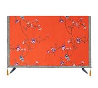 LOVSSU Housse de Protection anti-poussière for ensemble TV, broderie fleur pivoine, tissu suspendu for bureau, coton et lin, housse contre la poussière(Red,Custom size Contact)