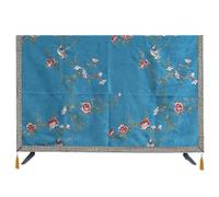 LOVSSU Housse de Protection anti-poussière for ensemble TV, broderie fleur pivoine, tissu suspendu for bureau, coton et lin, housse contre la poussière(Blue,50 inches)