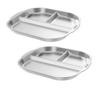 LOVSSU Lot de 2 assiettes divisées en acier inoxydable, 3 compartiments, réutilisables, for collations et dîners
