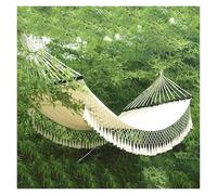 LOVSSU Outdoor Hammock Camping Leisure Swing Indoor Tassel Cotton Belt Lace Canvas Chair(Beige)