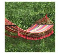 LOVSSU Outdoor Hammock Camping Leisure Swing Indoor Tassel Cotton Belt Lace Canvas Chair(Red)