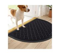 LOVSSU Paillasson D'intérieur Demi-Lune Lavable Et Résistant for Entrée, Absorbant Anti-salissures, Idéal for La Cuisine Ou Le Jardin(Black,43.3x75cm)