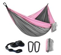 LOVSSU Parachute Hammocks with Hammock Straps Black Carabiner Camping Survival Travel Tourist Double Person Outdoor Furniture 300x200cm(300x200cm-01)