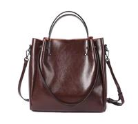 LOVSSU Sac à bandoulière en cuir for femme, grand sac fourre-tout décontracté, seau de grande capacité(Coffee)