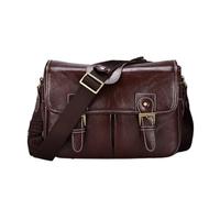 LOVSSU Sac for appareil photo en cuir réservoir intérieur DSLR sac de messager vintage rétro sacs à bandoulière latéraux(Coffee,32.5X14X24CM)
