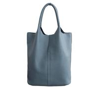 LOVSSU Sac fourre-tout en cuir for femme, sac à main simple et souple, seau de grande capacité(Blue)