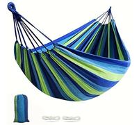 LOVSSU Single Person Portable Outdoor Camping Hammock with Nylon Color High Strength Parachute Fabric Hanging Bed(Blue)