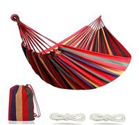 LOVSSU Single Person Portable Outdoor Camping Hammock with Nylon Color High Strength Parachute Fabric Hanging Bed(Red)