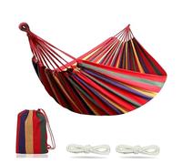LOVSSU Single Wide Thick Canvas Hammock Outdoor Camping Backpackaging Leisure Swing Portable Hanging Bed Sleeping(Red)