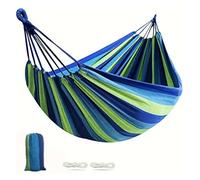 LOVSSU Single Wide Thick Canvas Hammock Outdoor Camping Backpackaging Leisure Swing Portable Hanging Bed Sleeping(Blue)