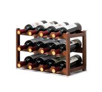 LOVSSU Support de Bar et d'armoires à vin en Bois Massif, Cube Rangement empilable, Plateau Table for Champagne, décoration d'intérieur(3 Layers 12 Bottles)