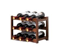 LOVSSU Support de Bar et d'armoires à vin en Bois Massif, Cube Rangement empilable, Plateau Table for Champagne, décoration d'intérieur(3 Layers 9 Bottles)
