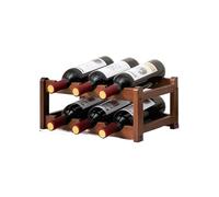 LOVSSU Support de Bar et d'armoires à vin en Bois Massif, Cube Rangement empilable, Plateau Table for Champagne, décoration d'intérieur(2 Layers 6 Bottles)