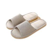 LOVSSU Tongs de printemps et d'automne for hommes femmes, pantoufles d'intérieur douces antidérapantes, semelle en mousse décontractée, chaussures sol lin for Couple(5,37-38)