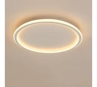 LOVTAL Rond LED Plafonnier, Nordique Moderne Ultra-Mince Cercle Lampe De Plafond Montage en Surface Métal Luminaire Lumière pour Salon, Lampe De Chambre,White+Warm White-50cm 61W