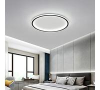 LOVTAL Rond LED Plafonnier, Nordique Moderne Ultra-Mince Cercle Lampe De Plafond Montage en Surface Métal Luminaire Lumière pour Salon, Lampe De Chambre,Black+3 Colour Light-30cm 36W
