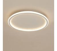 LOVTAL Rond LED Plafonnier, Nordique Moderne Ultra-Mince Cercle Lampe De Plafond Montage en Surface Métal Luminaire Lumière pour Salon, Lampe De Chambre,White+Natural White-40cm 48W