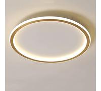 LOVTAL Rond LED Plafonnier, Nordique Moderne Ultra-Mince Cercle Lampe De Plafond Montage en Surface Métal Luminaire Lumière pour Salon, Lampe De Chambre,Gold+Natural White-30cm 36W