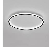 LOVTAL Rond LED Plafonnier, Nordique Moderne Ultra-mince Cercle Lampe De Plafond Montage En Surface Métal Luminaire Lumière Pour Salon, Lampe De Chambre,Black+Cool White-30cm 36W